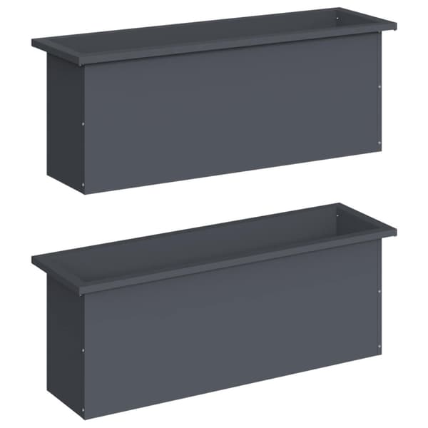 Odlingslåda med LED 2 st Antracit 30 x 100 x 30 cm Stål