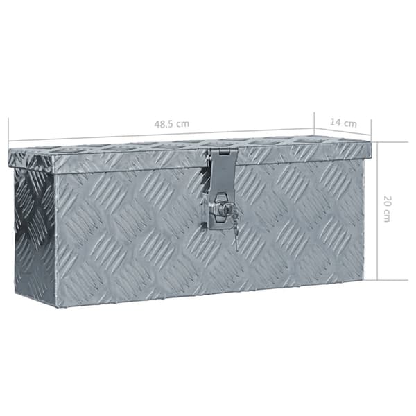 Förvaringslåda aluminium 48,5x14x20 cm silver