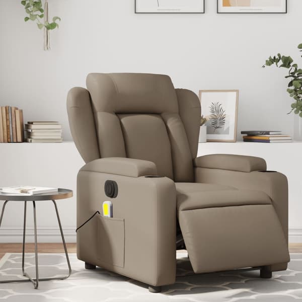 Elektrisk massagefåtölj cappuccino konstläder