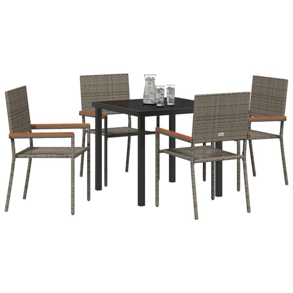 Trädgårdsmöbelset med kudde 5 pcs Grå konstrotting