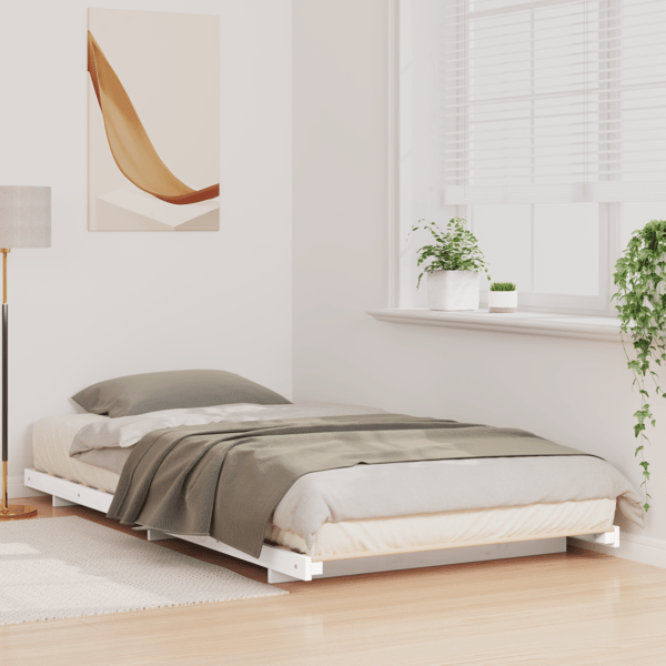 Sängram Vit 75 x 190 cm Massiv furu