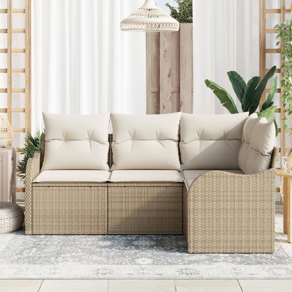 Trädgårdsoffset 4 st Beige konstrotting