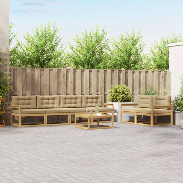 Utomhussoffset med kudde 6 pcs Vit och Beige