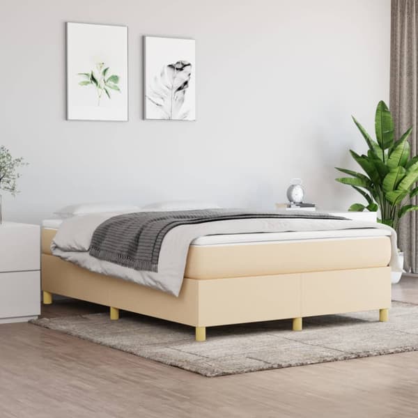Boxspring-sängram gräddvit 140x200 cm tyg