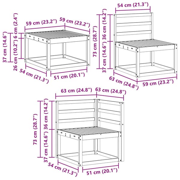 Utomhussoffset 7 pcs Vit Massivt Akaciaträ