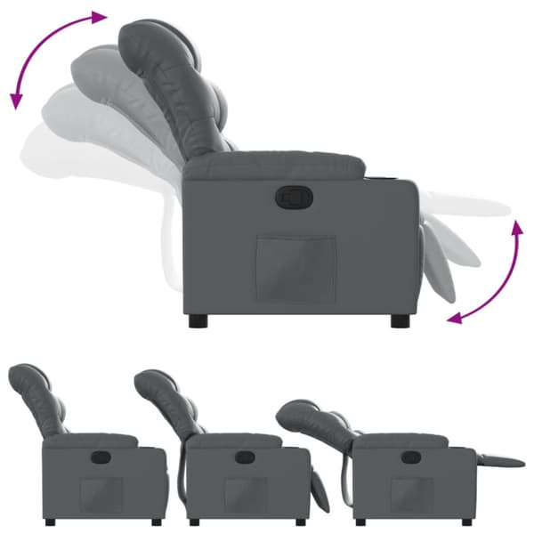 Reclinerfåtölj grå konstläder