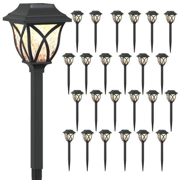 Utomhus solcellslampor med markspik 24 pcs Varmvit 42 cm PP