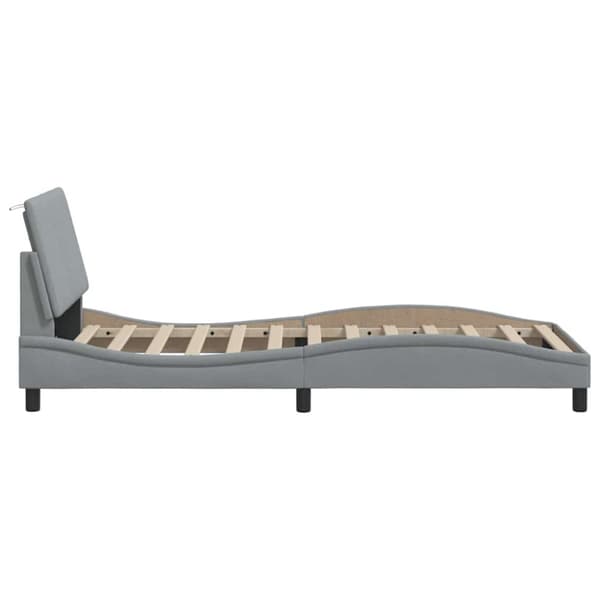 Bed Frame without Mattress "Hanko" Light Grey 80x200cm Fabric