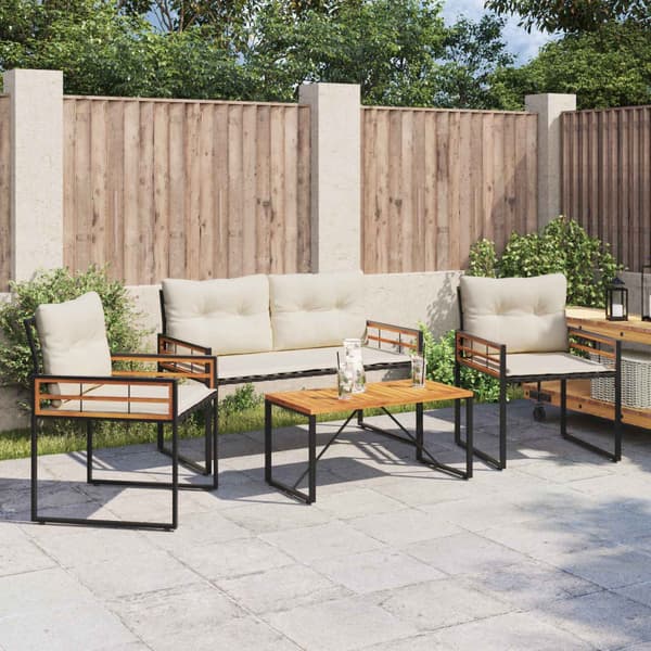 Utemöbelset med kudde 4 pcs Kräm