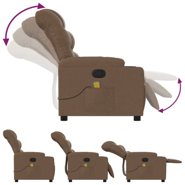 Massagefåtölj brun tyg