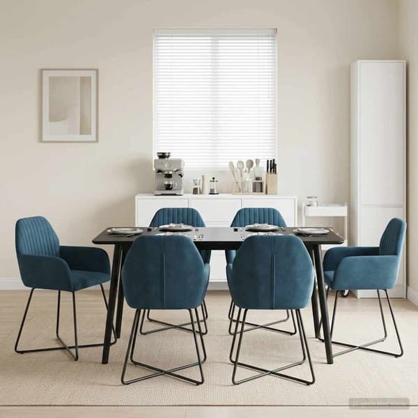 Matstolar 6 pcs Sammet Blå 55 x 50 x 84 cm