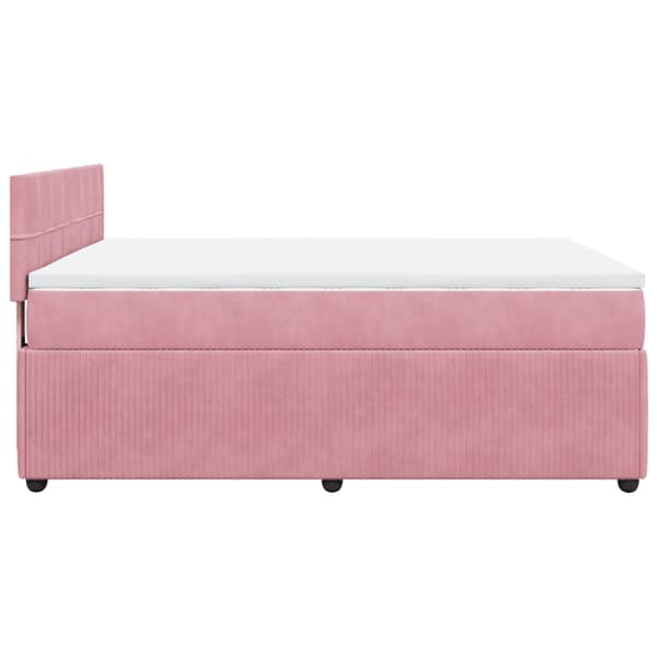 Ramsäng med madrass rosa 140x190 cm sammet