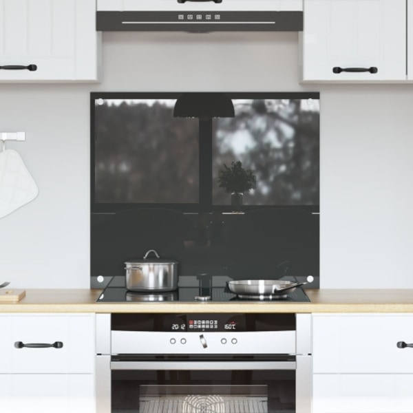 Kök Backsplash Mörkgrå 70x60x0,6 cm Härdat Glas