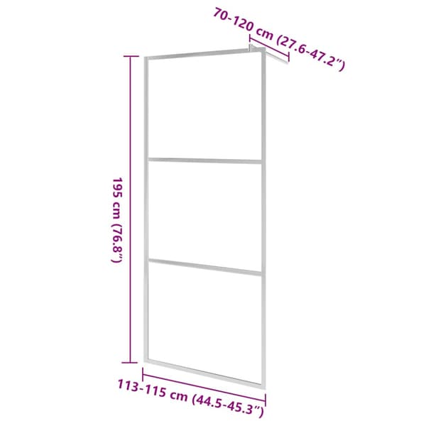 Duschvägg med helfrostat ESG-glas 115x195 cm