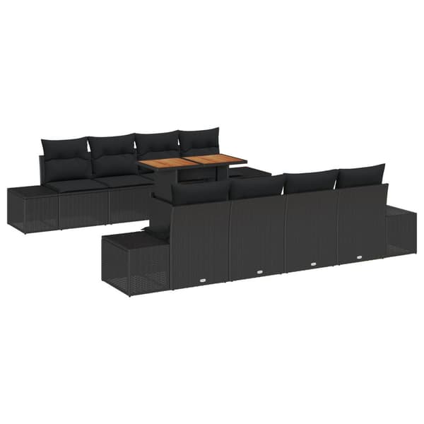 Trädgårdsoffset med lagring 9 pcs Svart Poly rattan