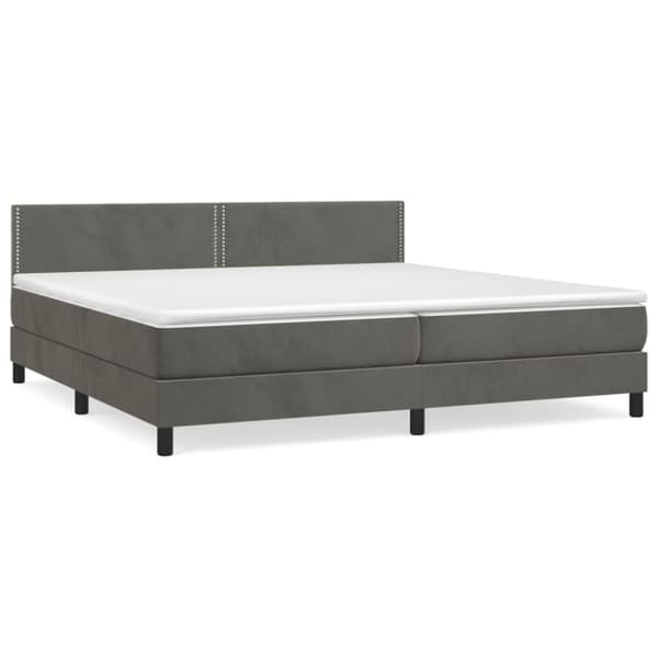 Ramsäng med madrass mörkgrå 200x200 cm sammet