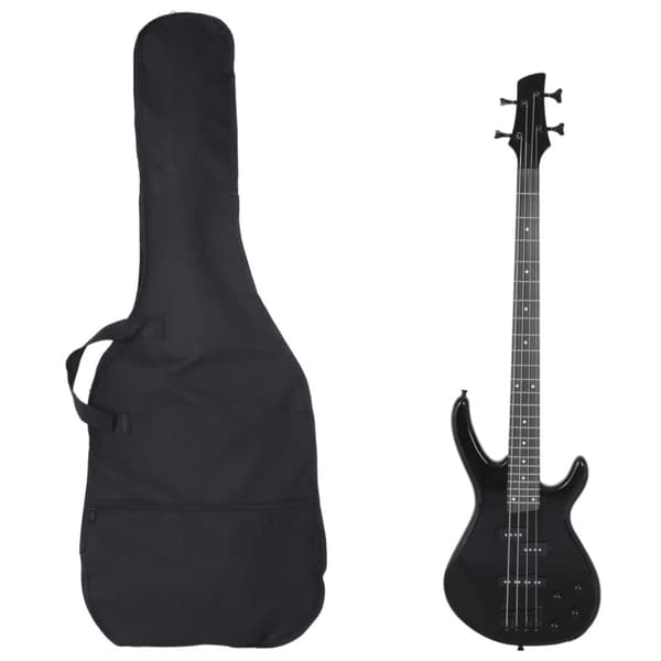 Elektrisk basgitarr för nybörjare med väska svart 4/4 46"