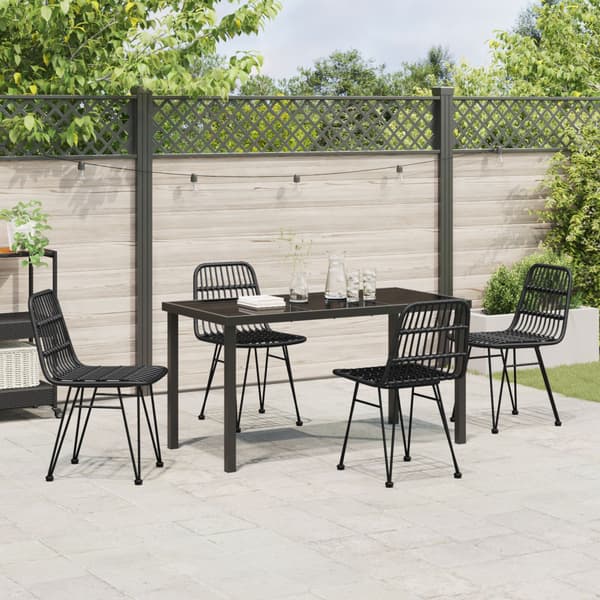 Trädgårdsmöbelset 5 pcs Svart Pulverlackerat stål