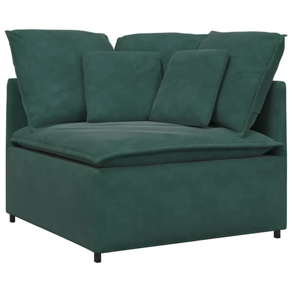 Modulsoffa med fotpall och dynor sammet mörkgrön