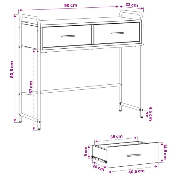 Konsolbord Grå Sonoma 90 x 33 x 80,5 cm Konstruerat trä
