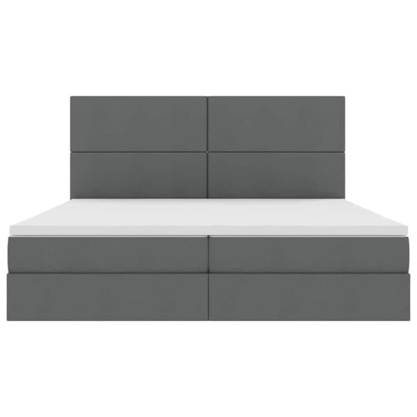 Förvaringssäng med madrass Mörkgrå 200 x 200 cm Polyester