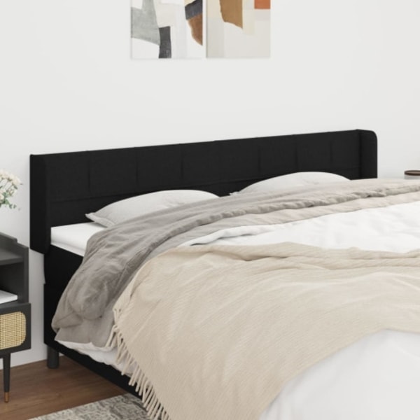 Sänggavel med kanter svart 183x16x78/88 cm tyg