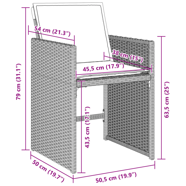 Trädgårdsmöbelset 9 pcs Ljusgrå konstrotting