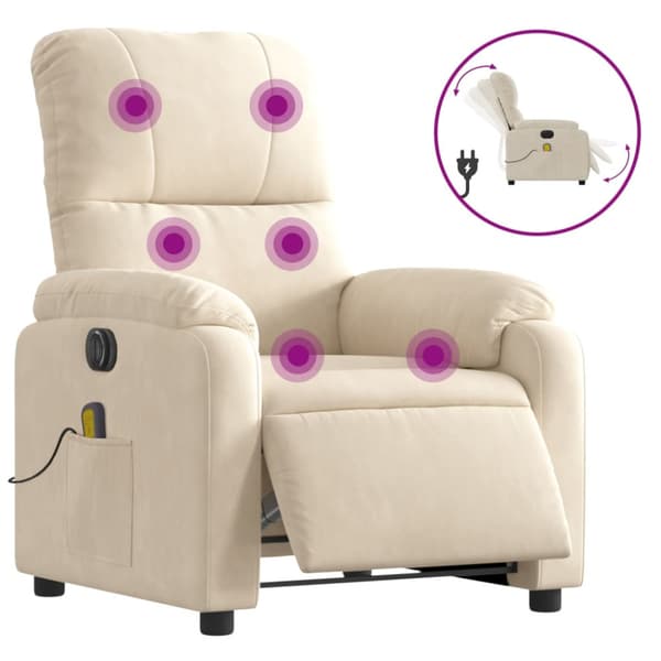 Elektrisk massagefåtölj beige mikrofibertyg