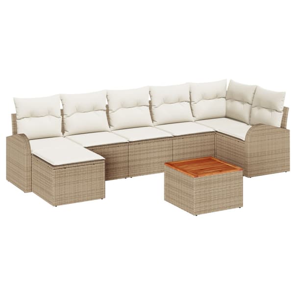 Trädgårdsoffset med kudde 8 pcs Beige konstrotting