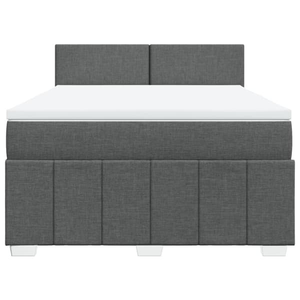 Ramsäng med madrass mörkgrå 140x190 cm tyg