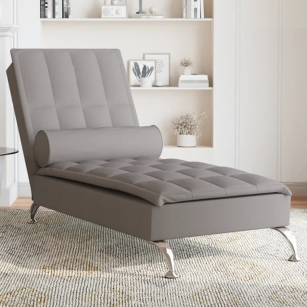 Massageschäslong med bolster taupe tyg