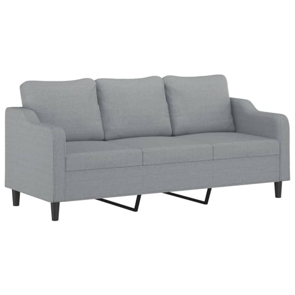 Soffgrupp med dynor 3 delar Ljusgrå tyg