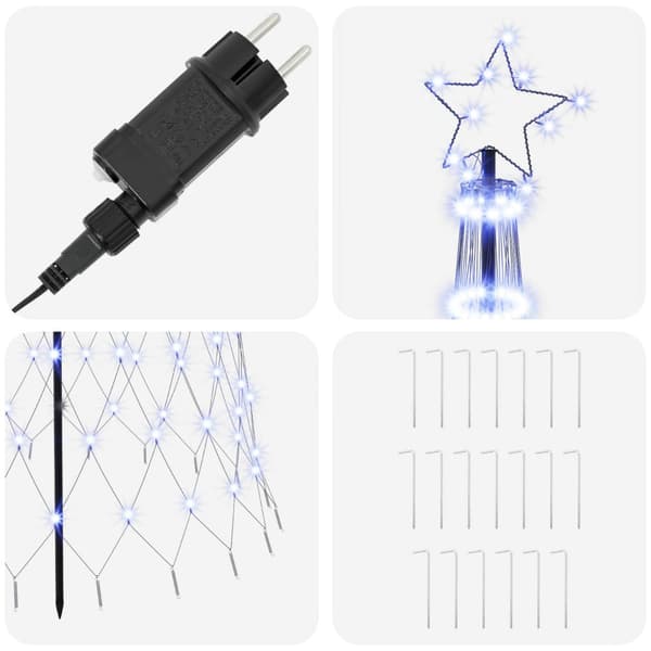 LED Julgran 250 cm 290 LED-lampor Blå Järn Svart