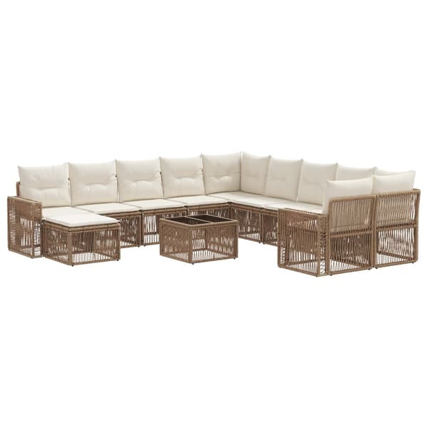 Trädgårdsoffset 12 pcs Beige och krämvit konstrotting