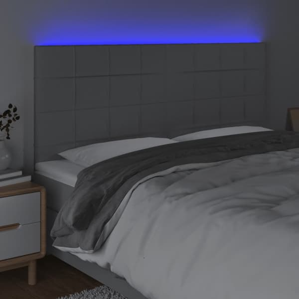 Sänggavel LED ljusgrå 160x5x118/128 cm tyg