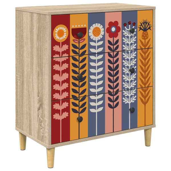 Kommode ESSEN Solrosmönster 66 x 36,5 x 75 cm Konstruerat trä