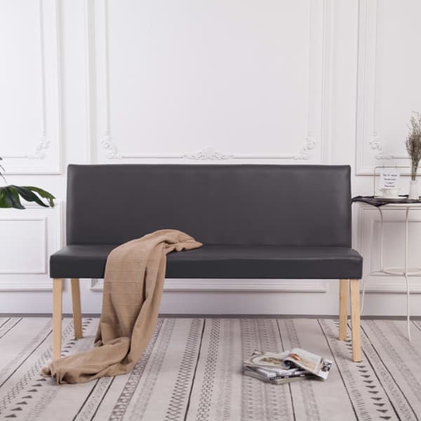 Bänk 139,5 cm konstläder grå