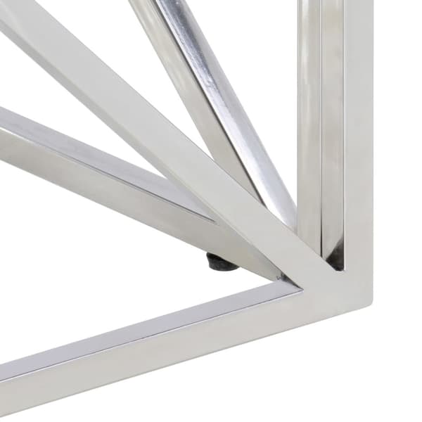 Soffbord silver rostfritt stål och härdat glas