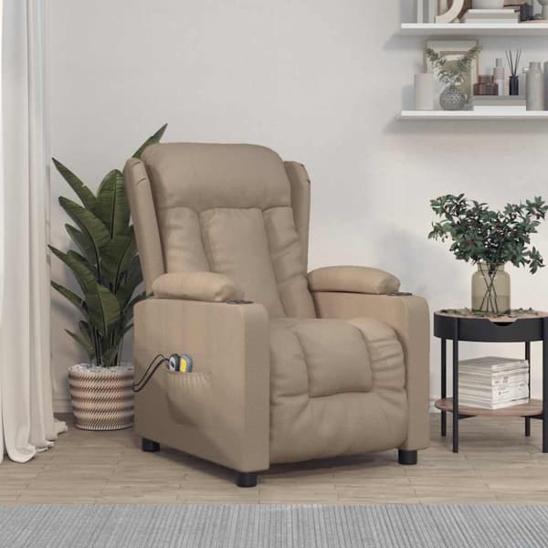Elektrisk massagefåtölj cappuccino konstläder