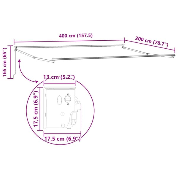 Utdragbar markis Brun 4 x 2 m 100% Polyester och Aluminium