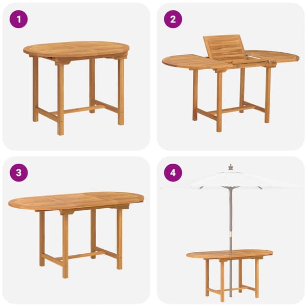 Trädgårdsmöbelset 5 pcs Brun Massivt teakträ