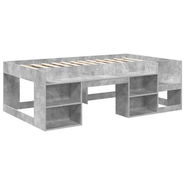 Barnsängsram med förvaring Betonggrå 90 x 200 cm