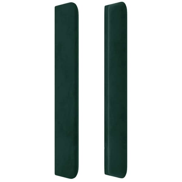 Sänggavel LED mörkgrön 183x16x118/128 cm sammet