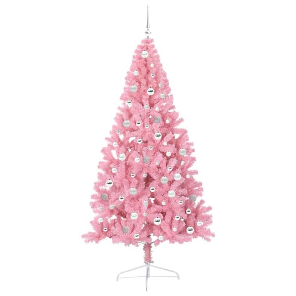 Konstgjord Förbelyst Julgran Rosa 210 cm PVC