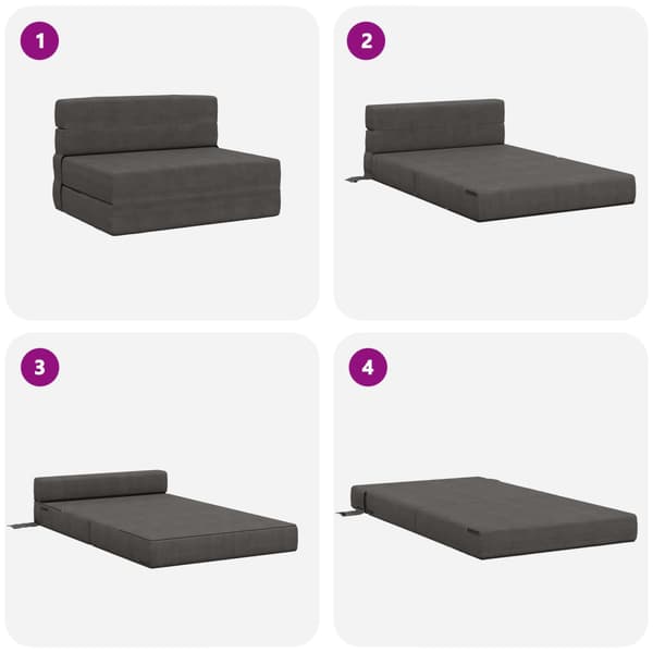 Fällbar Soffbedmadras Mörkgrå 100 x 80 x 60 cm Tyg