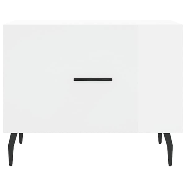 Soffbord vit högglans 50x50x40 cm konstruerat trä