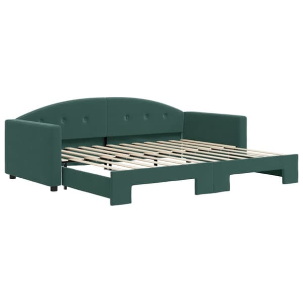 Dagbädd utdragbar mörkgrön 90x200 cm sammet