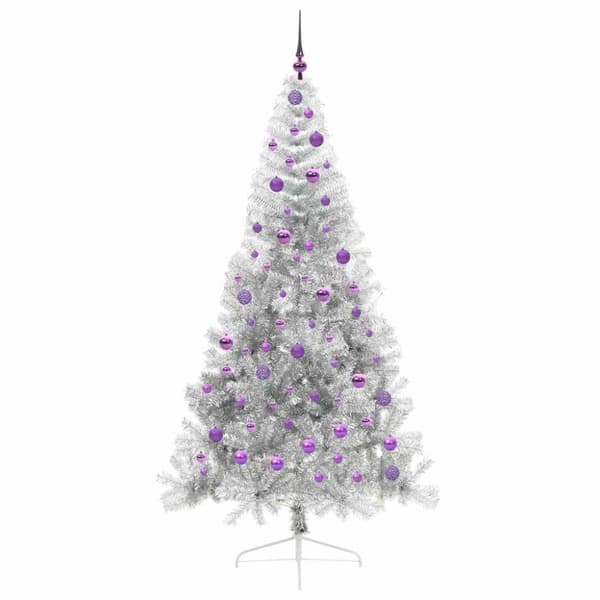 Konstgjord Förbelyst Julgran Silver 210 cm PET