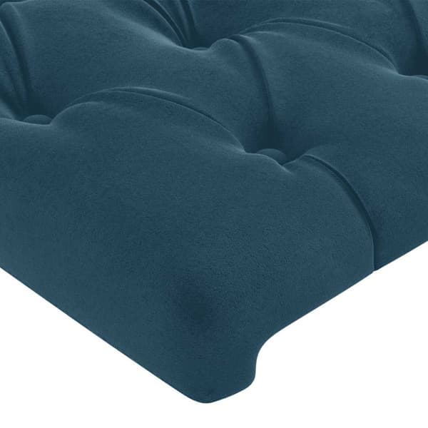 Sänggavel LED blå 163x16x118/128 cm sammet