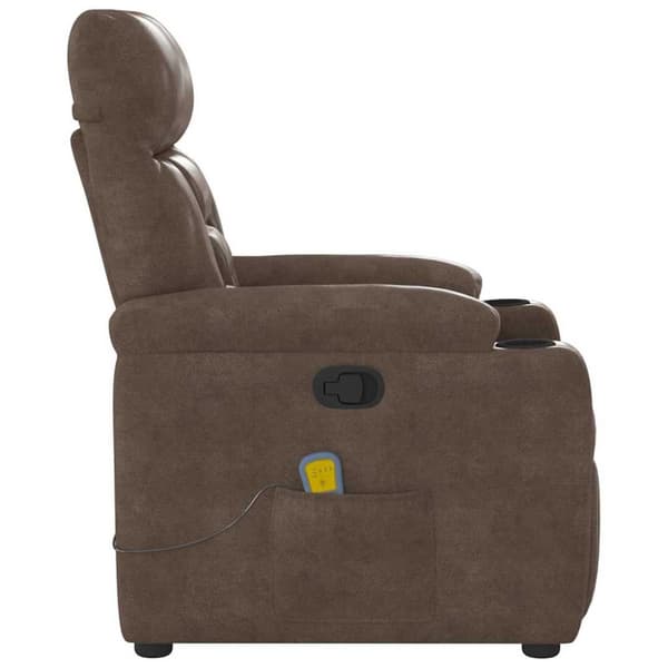 Massagefåtölj brun mikrofibertyg